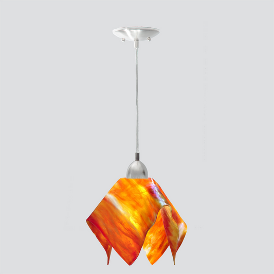 Jezebel Gallery Flame Signature 11" x 10" Large Zinna Pendant Light With Nickel Hardware