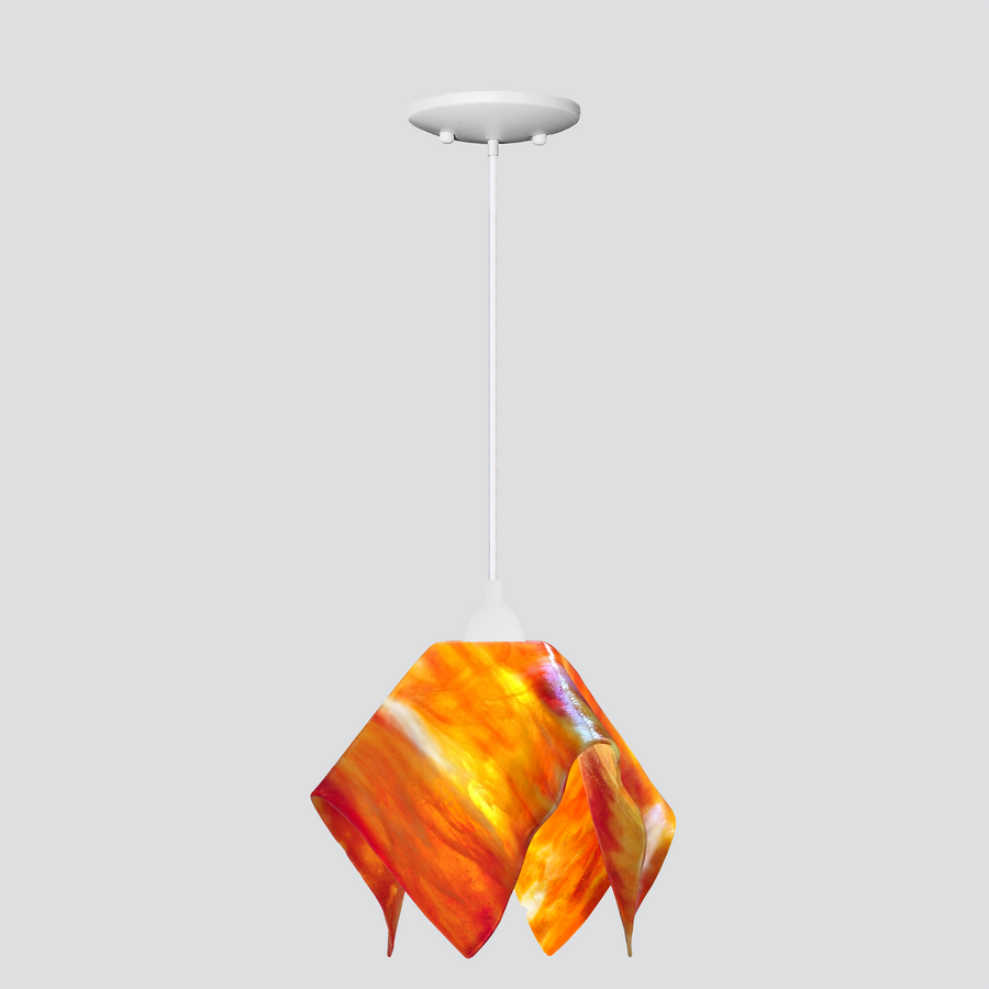 Jezebel Gallery Flame Signature 11" x 10" Large Zinna Pendant Light With White Hardware