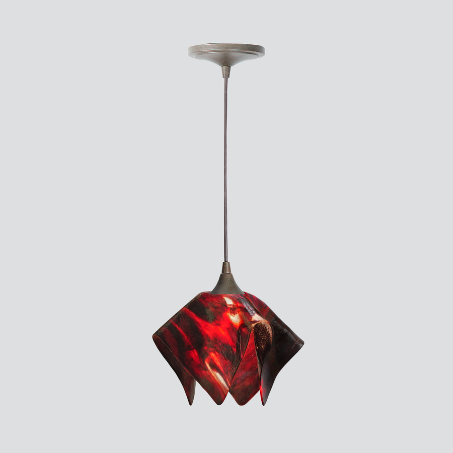 Jezebel Gallery Flame Signature 9" x 7" Small Azalea Pendant Light With Brown Hardware