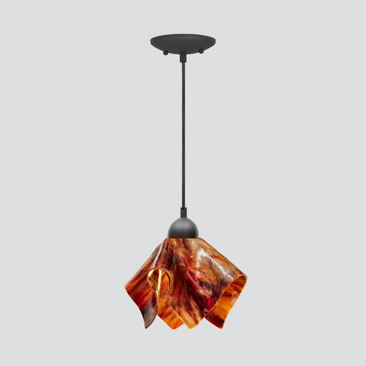 Jezebel Gallery Flame Signature 9" x 7" Small Begonia Pendant Light With Black Hardware