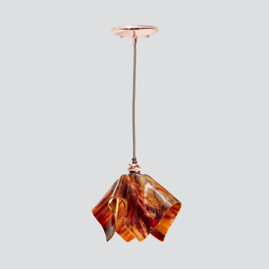 Jezebel Gallery Flame Signature 9" x 7" Small Begonia Pendant Light With Copper Hardware