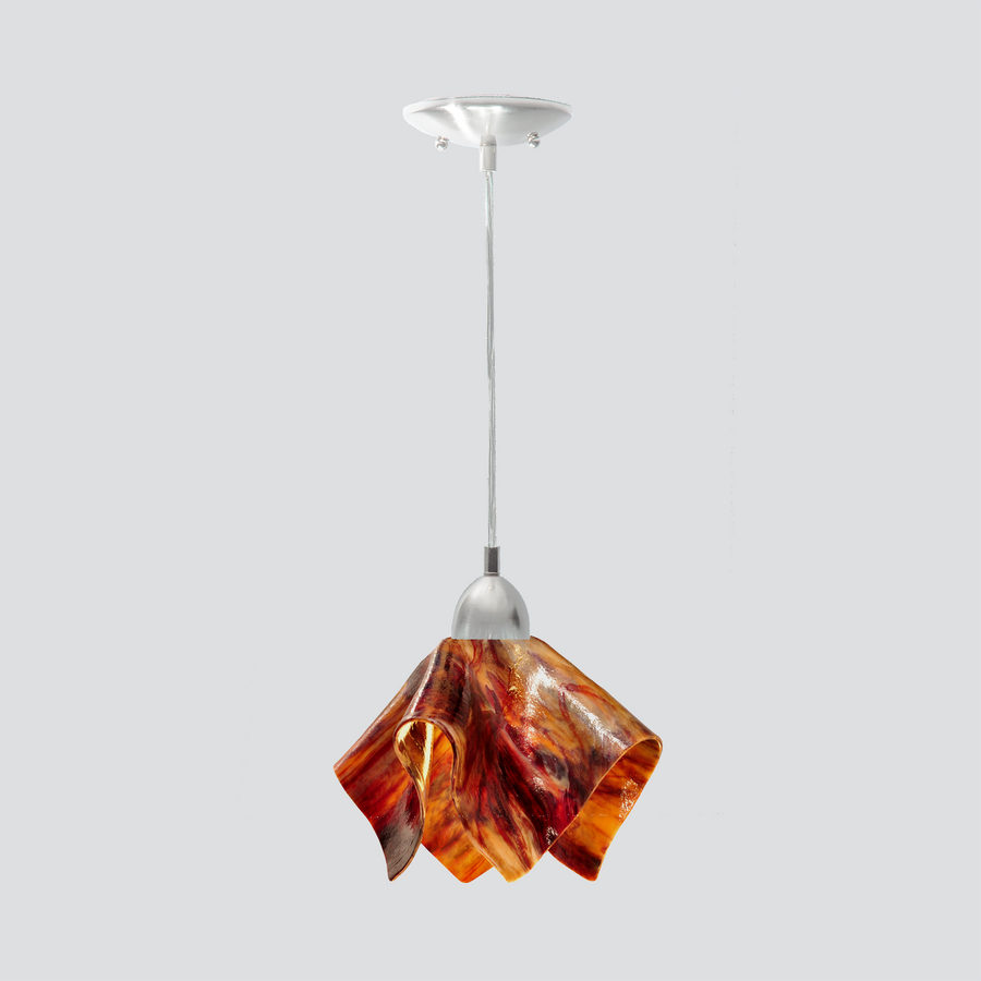 Jezebel Gallery Flame Signature 9" x 7" Small Begonia Pendant Light With Nickel Hardware