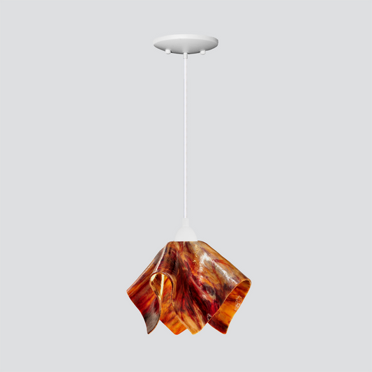 Jezebel Gallery Flame Signature 9" x 7" Small Begonia Pendant Light With White Hardware