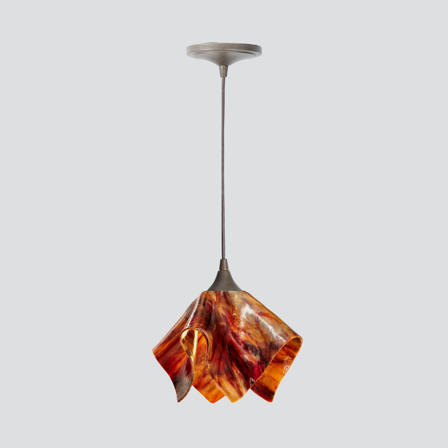 Jezebel Gallery Flame Signature 9" x 7" Small Black Eyed Susan Pendant Light With Brown Hardware
