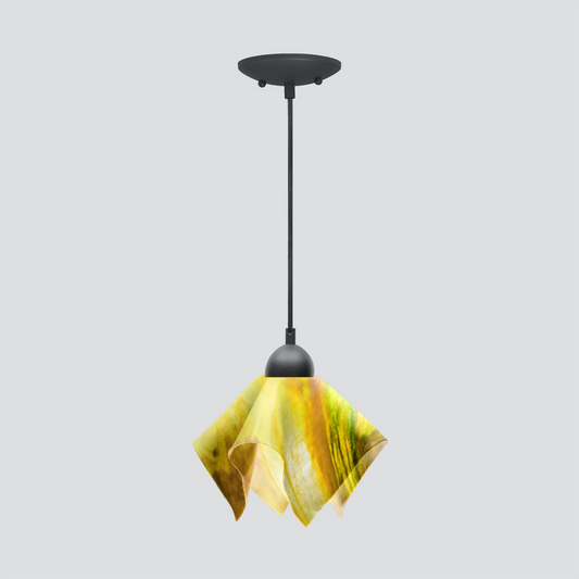 Jezebel Gallery Flame Signature 9" x 7" Small Buttercup Pendant Light With Black Hardware