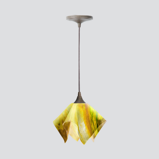 Jezebel Gallery Flame Signature 9" x 7" Small Buttercup Pendant Light With Brown Hardware