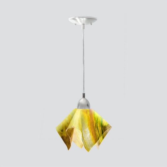 Jezebel Gallery Flame Signature 9" x 7" Small Buttercup Pendant Light With Nickel Hardware