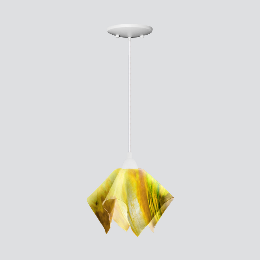 Jezebel Gallery Flame Signature 9" x 7" Small Buttercup Pendant Light With White Hardware