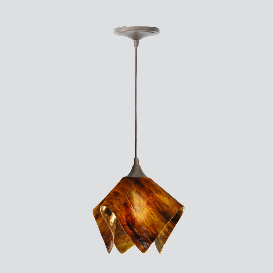 Jezebel Gallery Flame Signature 9" x 7" Small Earth Pendant Light With Brown Hardware