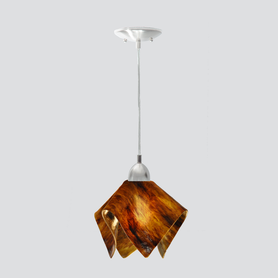 Jezebel Gallery Flame Signature 9" x 7" Small Earth Pendant Light With Nickel Hardware