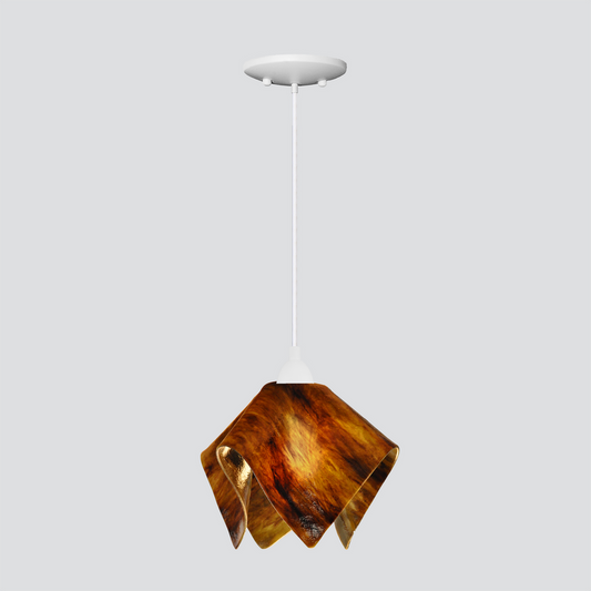 Jezebel Gallery Flame Signature 9" x 7" Small Earth Pendant Light With White Hardware