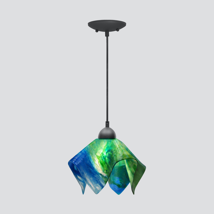 Jezebel Gallery Flame Signature 9" x 7" Small Fern Pendant Light With Black Hardware