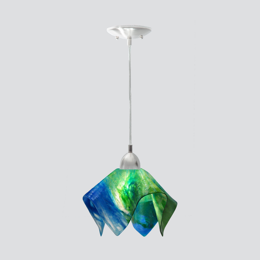 Jezebel Gallery Flame Signature 9" x 7" Small Fern Pendant Light With Nickel Hardware