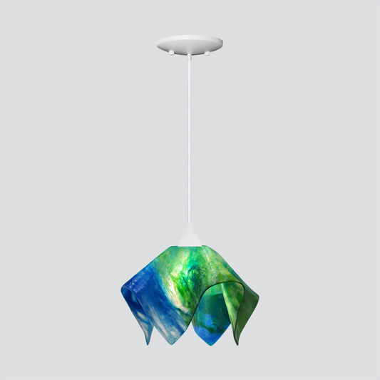Jezebel Gallery Flame Signature 9" x 7" Small Fern Pendant Light With White Hardware