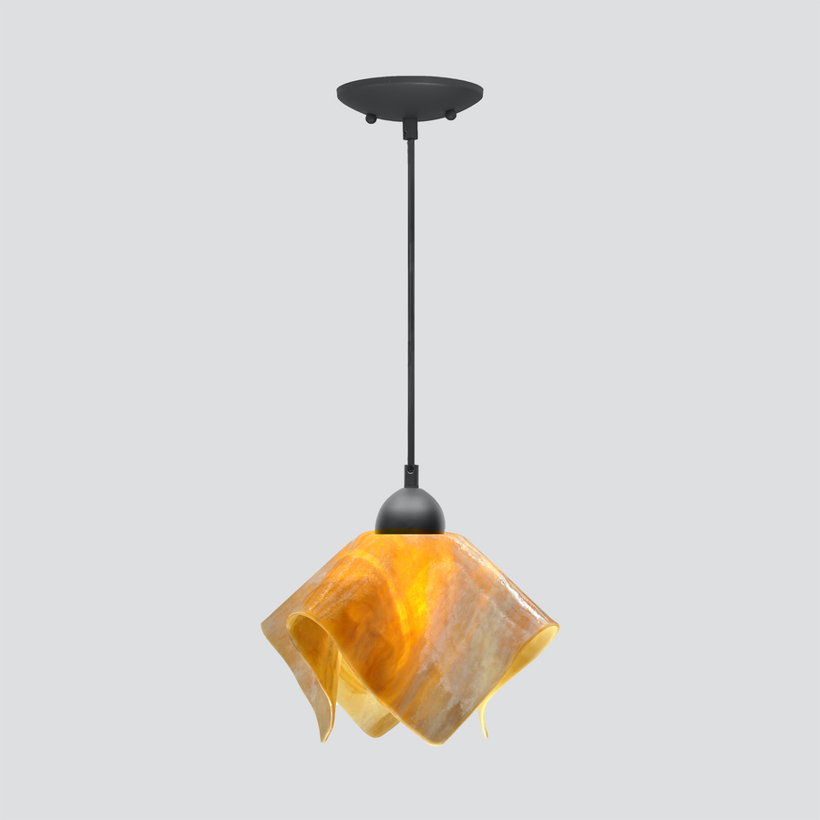 Jezebel Gallery Flame Signature 9" x 7" Small Honeysuckle Pendant Light With Black Hardware