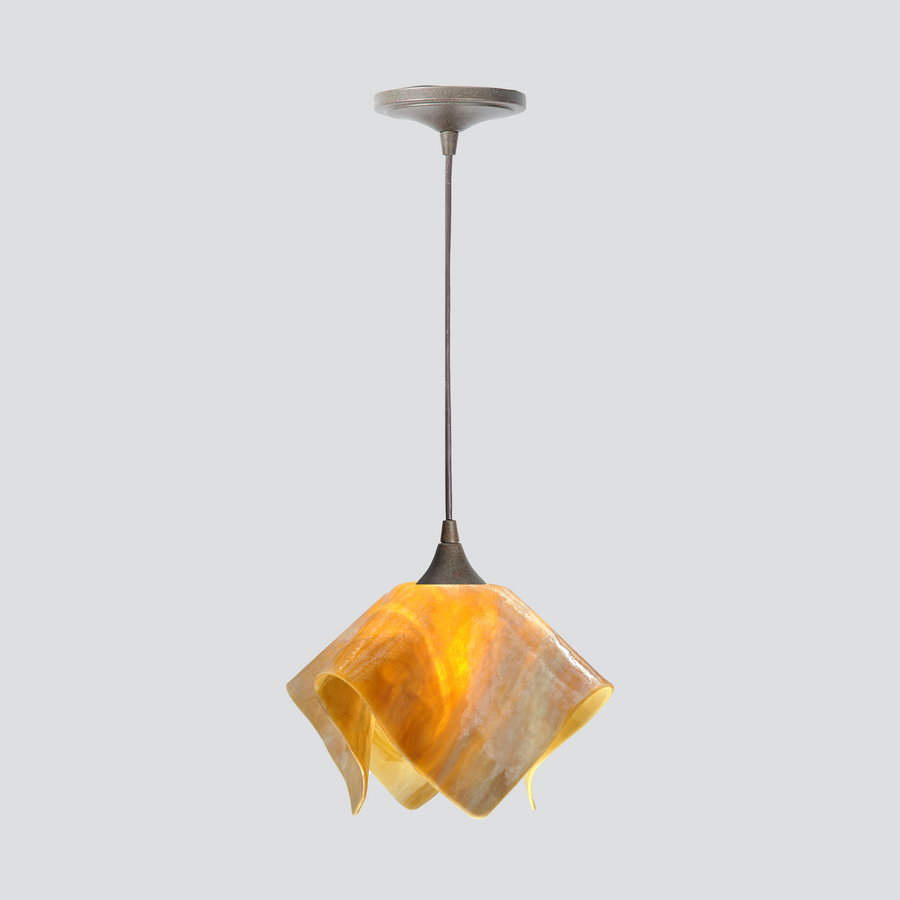 Jezebel Gallery Flame Signature 9" x 7" Small Honeysuckle Pendant Light With Brown Hardware