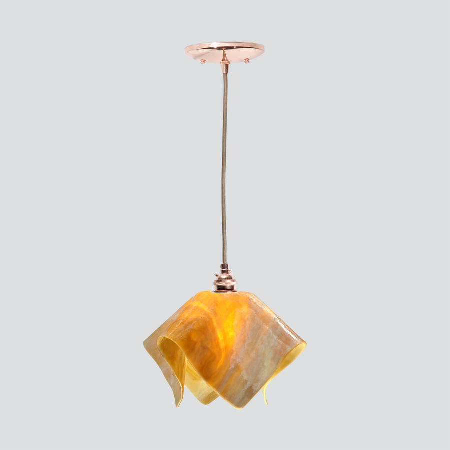 Jezebel Gallery Flame Signature 9" x 7" Small Honeysuckle Pendant Light With Copper Hardware