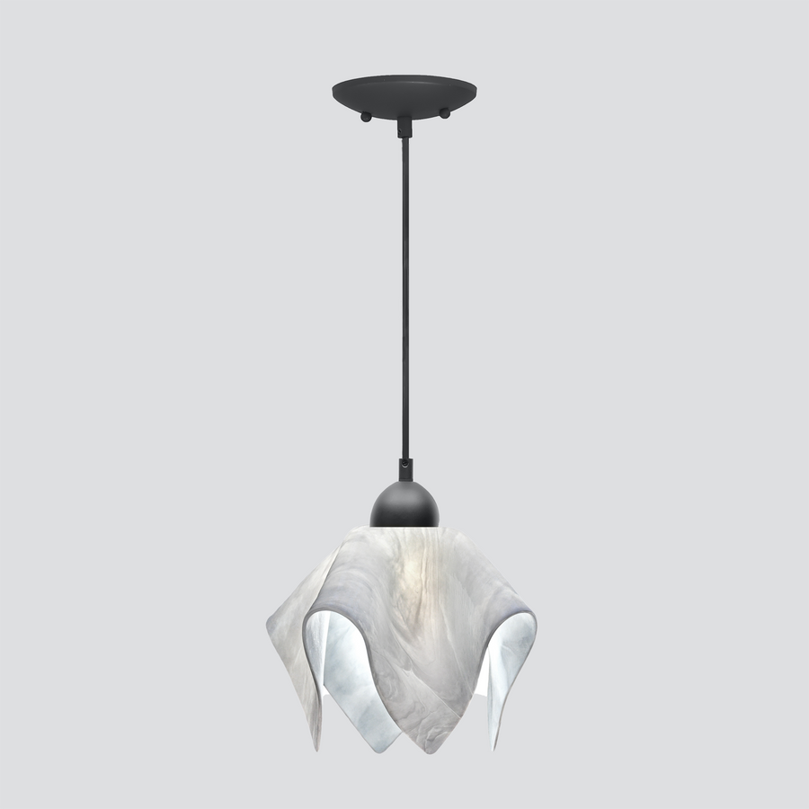 Jezebel Gallery Flame Signature 9" x 7" Small Lotus Pendant Light With Black Hardware