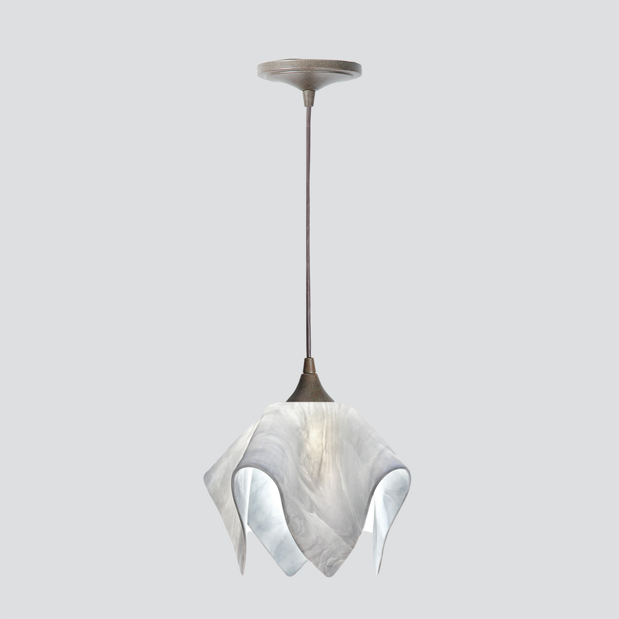 Jezebel Gallery Flame Signature 9" x 7" Small Lotus Pendant Light With Brown Hardware