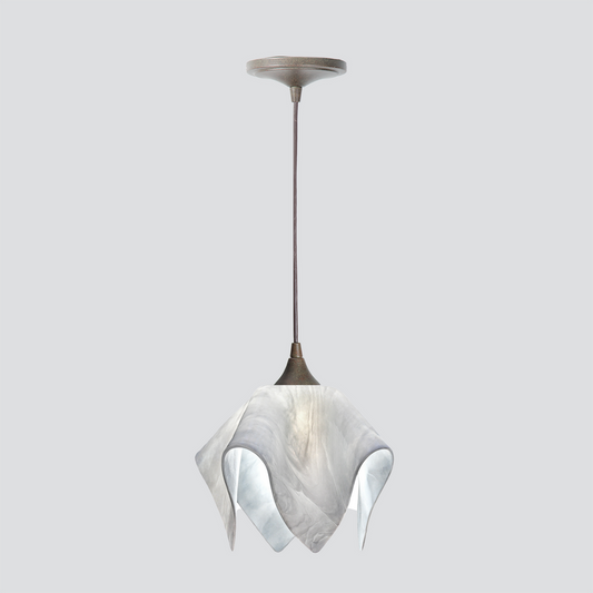 Jezebel Gallery Flame Signature 9" x 7" Small Lotus Pendant Light With Brown Hardware