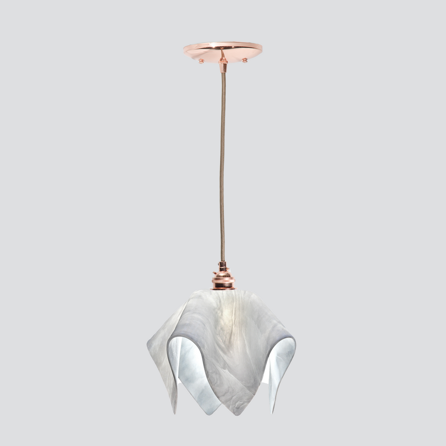 Jezebel Gallery Flame Signature 9" x 7" Small Lotus Pendant Light With Copper Hardware