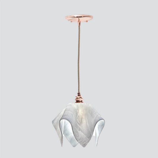 Jezebel Gallery Flame Signature 9" x 7" Small Lotus Pendant Light With Copper Hardware