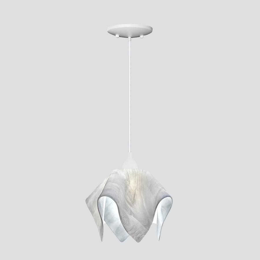 Jezebel Gallery Flame Signature 9" x 7" Small Lotus Pendant Light With White Hardware