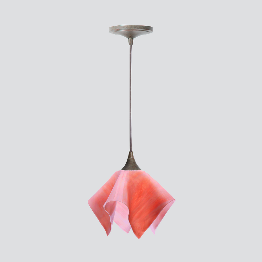 Jezebel Gallery Flame Signature 9" x 7" Small Peony Pendant Light With Brown Hardware