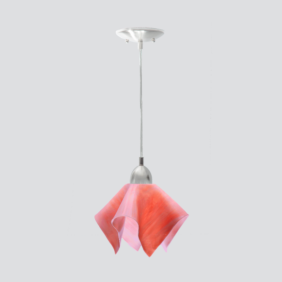 Jezebel Gallery Flame Signature 9" x 7" Small Peony Pendant Light With Nickel Hardware