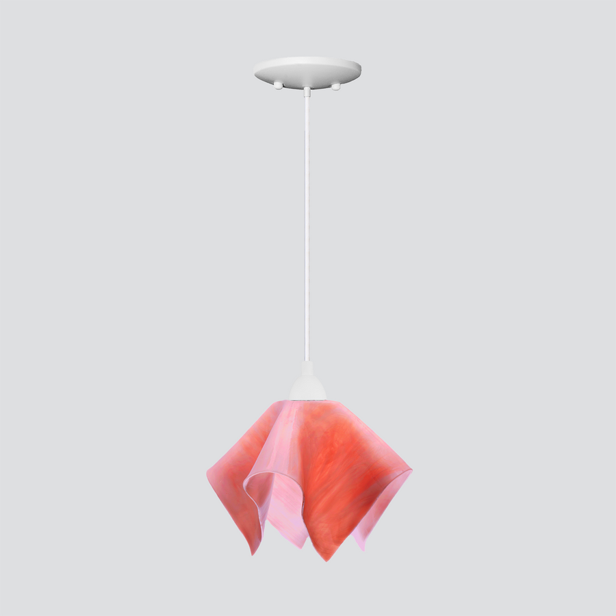 Jezebel Gallery Flame Signature 9" x 7" Small Peony Pendant Light With White Hardware