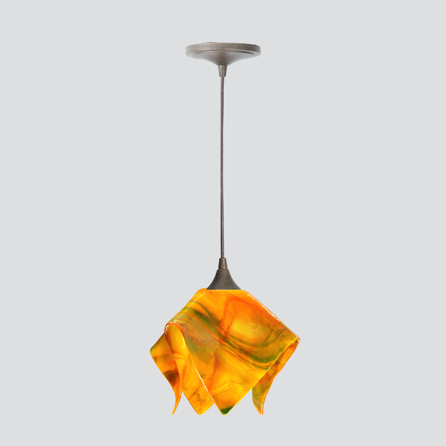 Jezebel Gallery Flame Signature 9" x 7" Small Snapdragon Pendant Light With Brown Hardware