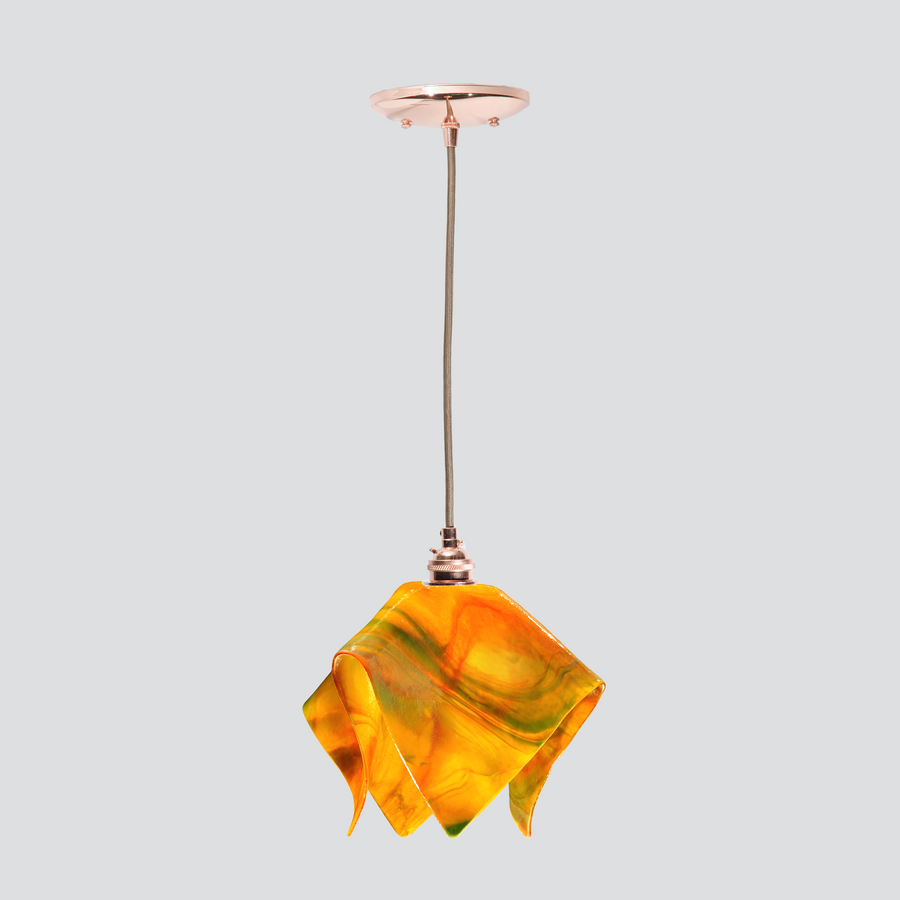 Jezebel Gallery Flame Signature 9" x 7" Small Snapdragon Pendant Light With Copper Hardware
