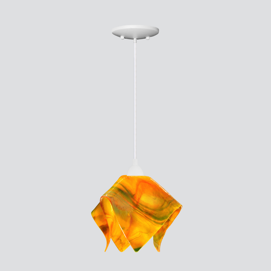 Jezebel Gallery Flame Signature 9" x 7" Small Snapdragon Pendant Light With White Hardware