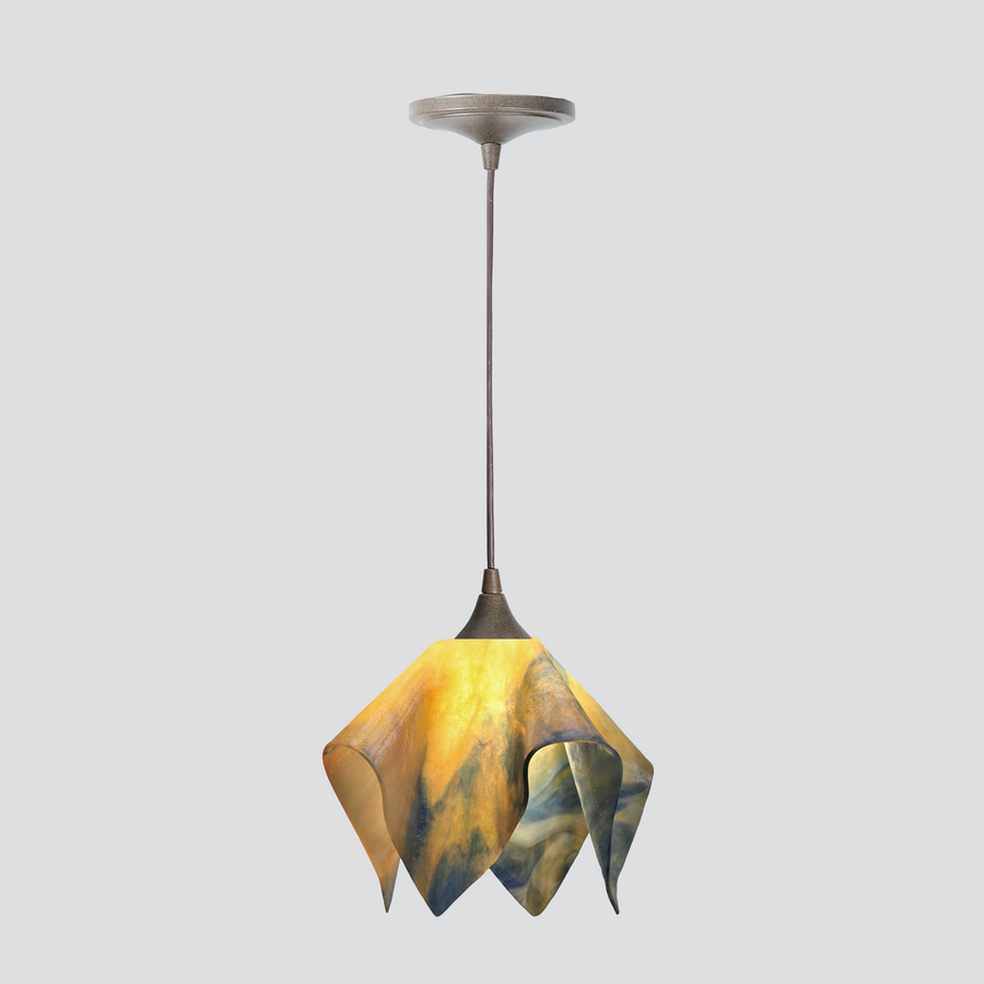 Jezebel Gallery Flame Signature 9" x 7" Small Strawflower Pendant Light With Brown Hardware