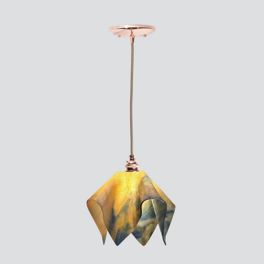Jezebel Gallery Flame Signature 9" x 7" Small Strawflower Pendant Light With Copper Hardware