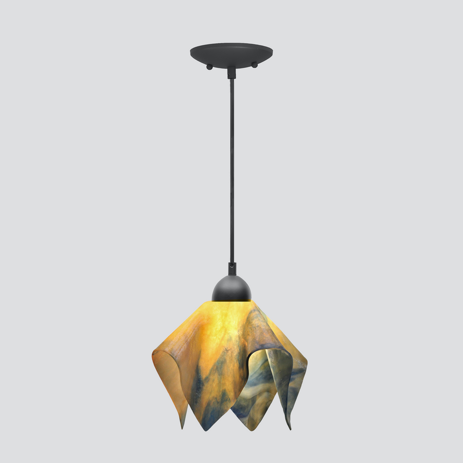 Jezebel Gallery Flame Signature 9" x 7" Small Treebark Pendant Light With Black Hardware