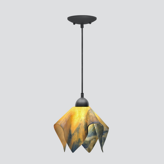 Jezebel Gallery Flame Signature 9" x 7" Small Treebark Pendant Light With Black Hardware