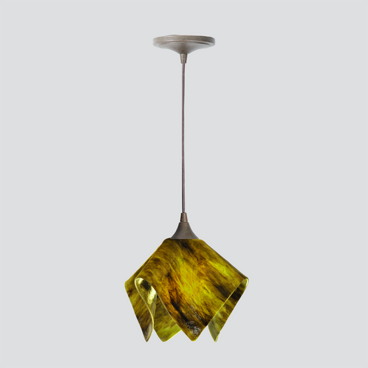 Jezebel Gallery Flame Signature 9" x 7" Small Treebark Pendant Light With Brown Hardware
