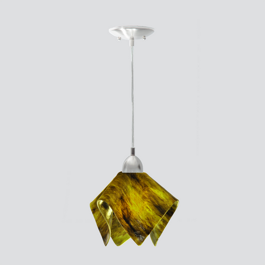 Jezebel Gallery Flame Signature 9" x 7" Small Treebark Pendant Light With Nickel Hardware