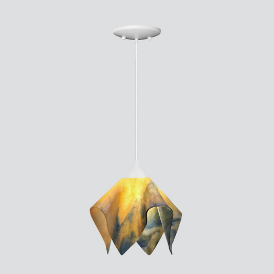 Jezebel Gallery Flame Signature 9" x 7" Small Treebark Pendant Light With White Hardware