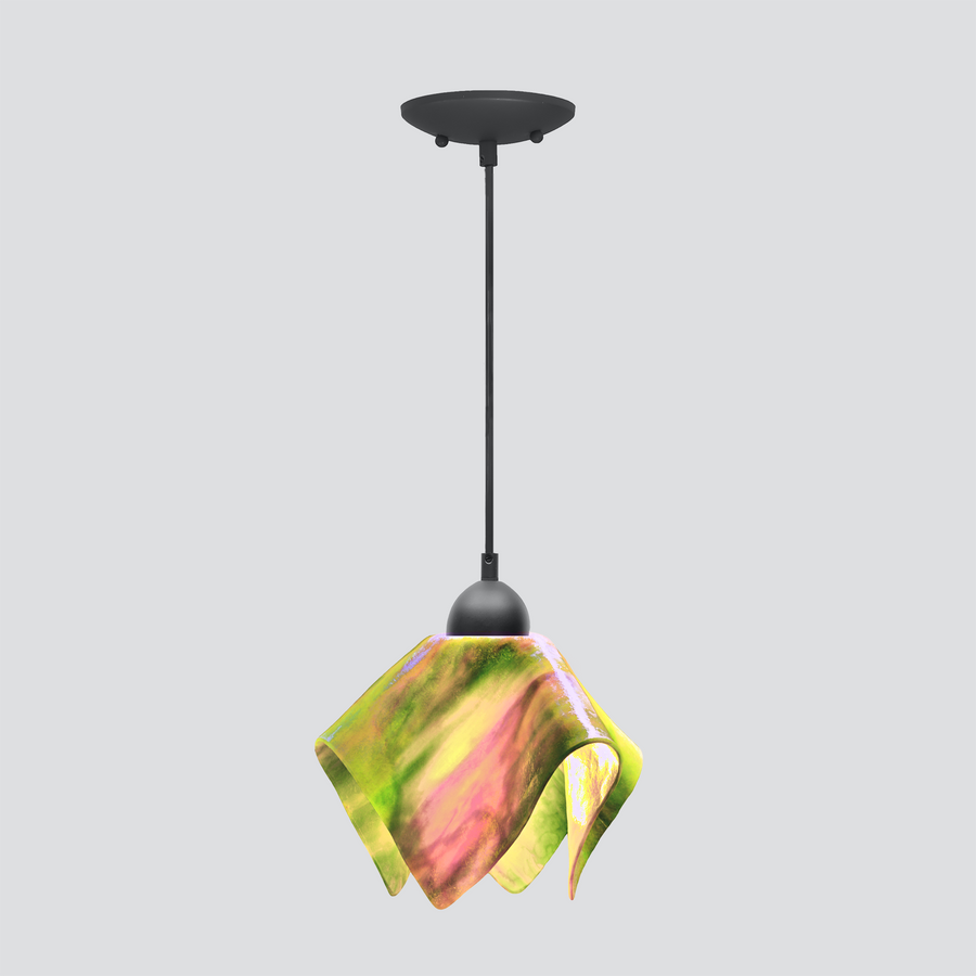 Jezebel Gallery Flame Signature 9" x 7" Small Tulip Pendant Light With Black Hardware