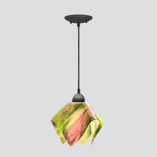 Jezebel Gallery Flame Signature 9" x 7" Small Tulip Pendant Light With Black Hardware