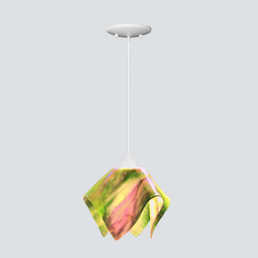 Jezebel Gallery Flame Signature 9" x 7" Small Tulip Pendant Light With White Hardware