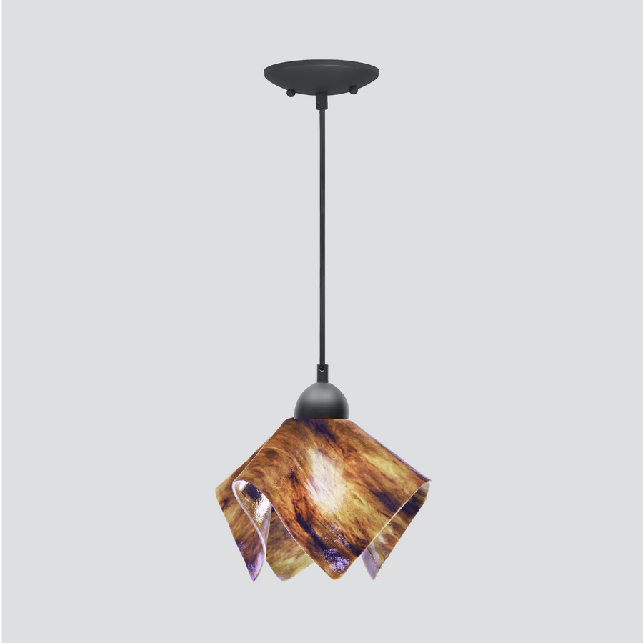 Jezebel Gallery Flame Signature 9" x 7" Small Wild Iris Pendant Light With Black Hardware