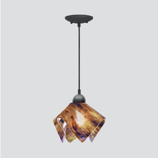 Jezebel Gallery Flame Signature 9" x 7" Small Wild Iris Pendant Light With Black Hardware