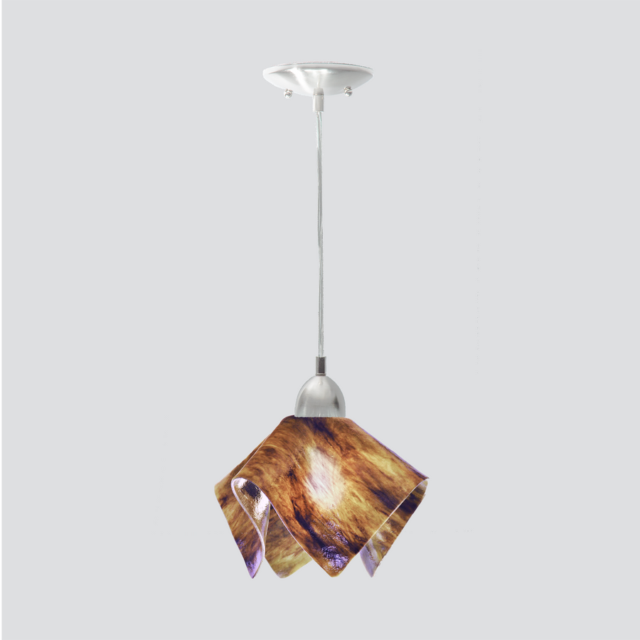 Jezebel Gallery Flame Signature 9" x 7" Small Wild Iris Pendant Light With Nickel Hardware