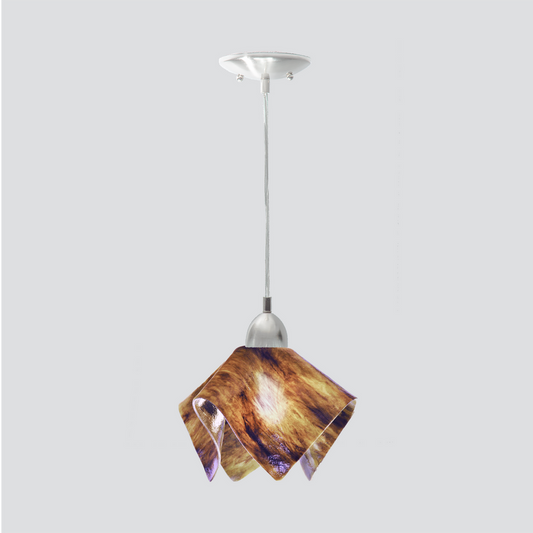 Jezebel Gallery Flame Signature 9" x 7" Small Wild Iris Pendant Light With Nickel Hardware