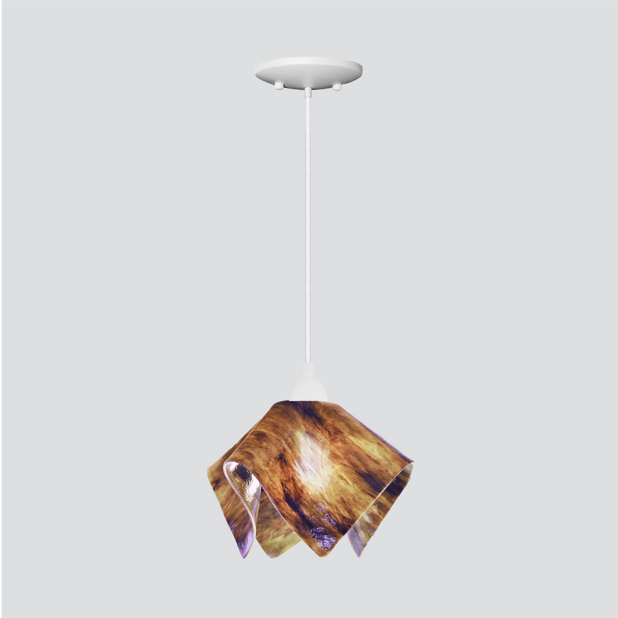 Jezebel Gallery Flame Signature 9" x 7" Small Wild Iris Pendant Light With White Hardware