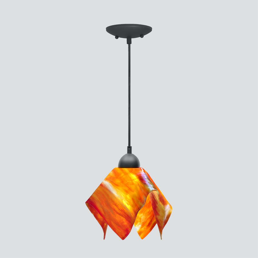 Jezebel Gallery Flame Signature 9" x 7" Small Zinna Pendant Light With Black Hardware