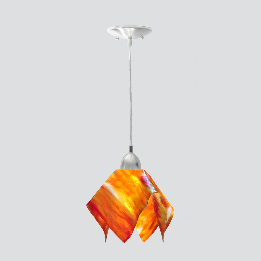 Jezebel Gallery Flame Signature 9" x 7" Small Zinna Pendant Light With Nickel Hardware